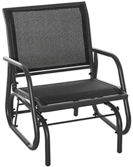 Outsunny Fauteuil à Bascule de Jardin Rocking Chair Design Contemporain Acier textilène Noir