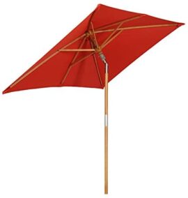 Sekey® 200 × 150 cm Parasol en Bois inclinable pour Patio Jardin Balcon Piscine Plage rectangulaire Rouge Sunscreen UV50+