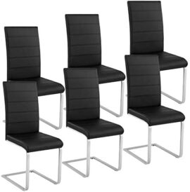 TecTake 800810 Lot de 6 Chaises de Salle à Manger Dossier Ergonomique Assise et Dossier Rembourrés Piètement en Acier – Diverses Couleurs (Noir)