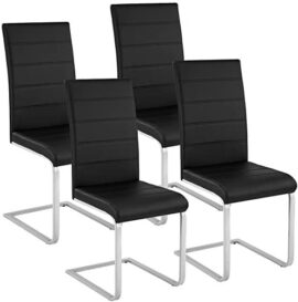 TecTake Lot de 4 Chaise de Salle à Manger Chaise Cantilever | diverses Couleurs et modèles au Choix - (4X Noir | No. 402553)