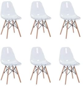 Uderkiny Lot de 4/6/8 chaises Chaises avec Pieds en hêtre,Adaptés aux chaises de Salle à Manger dans la Cuisine du Salon et Le Bureau (Transparent-6)