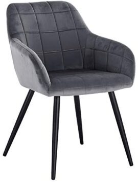 WOLTU 1 pièce Chaise de Salle à Manger Chaise de Cuisine rembourrée en Velours, Pied en métal,Gris Foncé BH93dgr-1 WOLTU 1 pièce Chaise de Salle à Manger Chaise de Cuisine rembourrée en Velours, Pied en métal,Gris Foncé BH93dgr-1