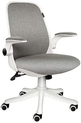 YU YUSING Chaise de Bureau Fauteuil Siège Ergonomique avec Accoudoirs Pliables, Dossier Inclinable, Support Lombaire, Pivotant à 360 °,Hauteur Réglable, Gris