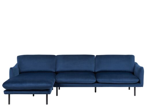 Canapé angle à droite 4 places en velours bleu foncé