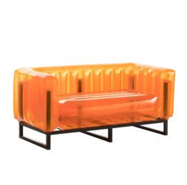 Canapé cadre aluminium assise thermoplastique orange Canapé cadre aluminium assise thermoplastique orange