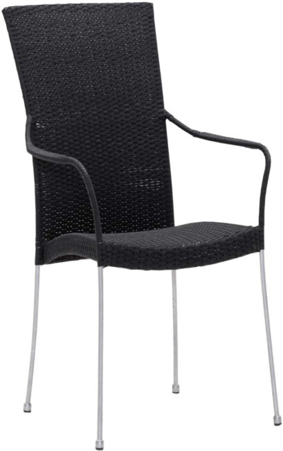 Chaise repas empilable en acier et fibre synthétique noire