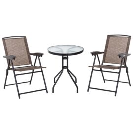 Ensemble de jardin 2 chaises inclinables pliables table ronde choco Ensemble de jardin 2 chaises inclinables pliables table ronde choco