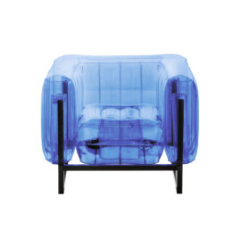 Fauteuil cadre aluminium noir assise tpu bleu Fauteuil cadre aluminium noir assise tpu bleu