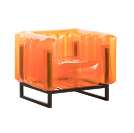 fauteuil-cadre-aluminium-noir-assise-tpu-orange