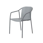 Fauteuil de jardin en aluminium laqué et polypropylène bleu gris Fauteuil de jardin en aluminium laqué et polypropylène bleu gris