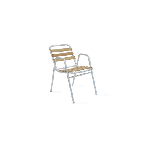 Fauteuil de jardin en bois et aluminium gris