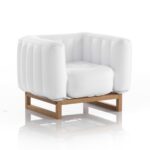 Fauteuil pvc blanc opaque cadre bois Fauteuil pvc blanc opaque cadre bois