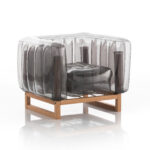 Fauteuil tpu noir cristal cadre en bois Fauteuil tpu noir cristal cadre en bois