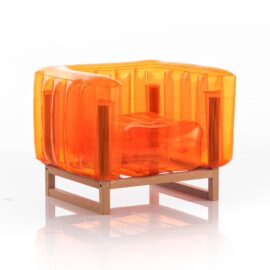 Fauteuil tpu orange cristal cadre en bois Fauteuil tpu orange cristal cadre en bois