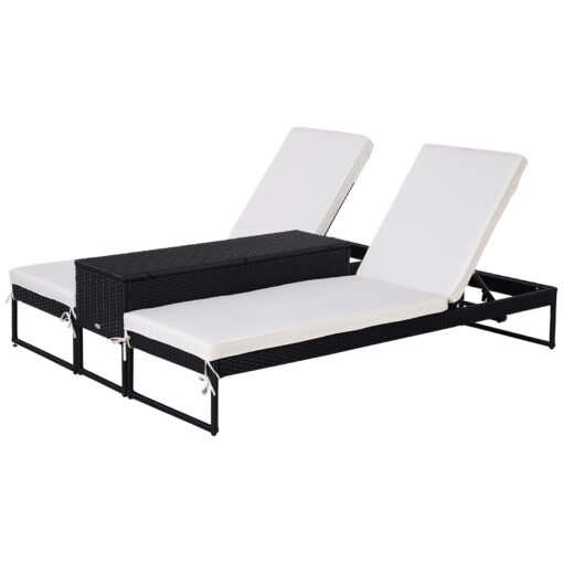 Lot de 2 bains de soleil design table basse avec matelas inclus