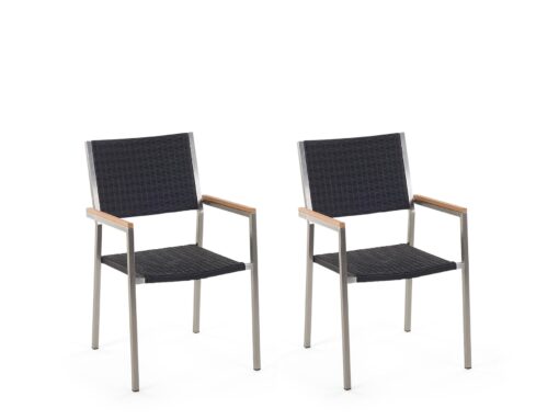 Lot de 2 chaises en rotin et en acier