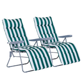lot-de-2-chaises-longues-pliables-vert-blanc