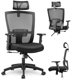 mfavour Chaise de Bureau, Chaise Bureau Ergonomique, Fauteuil de Bureau, Siège Confortable Fauteuil Ergonomique avec 2D Accoudoirs, Hauteur Apui-tête Soutien Lombaire Dossier Règalable-MFV16