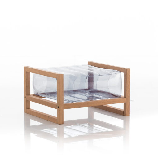 Pouf en bois et tpu transparent Pouf en bois et tpu transparent