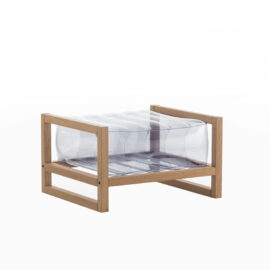 Pouf pvc transparent cadre en bois Pouf pvc transparent cadre en bois