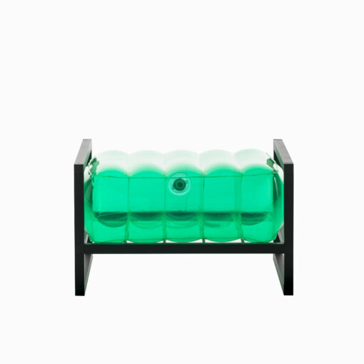 Pouf pvc vert cadre en aluminium