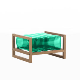 Pouf pvc vert cadre en bois Pouf pvc vert cadre en bois