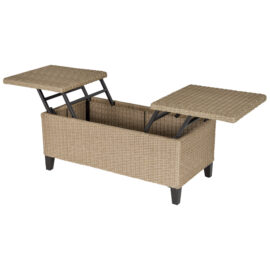 Table basse relevable de jardin résine tressée beige Table basse relevable de jardin résine tressée beige