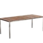 Table de jardin en acier inox et plateau teck 200 cm Table de jardin en acier inox et plateau teck 200 cm