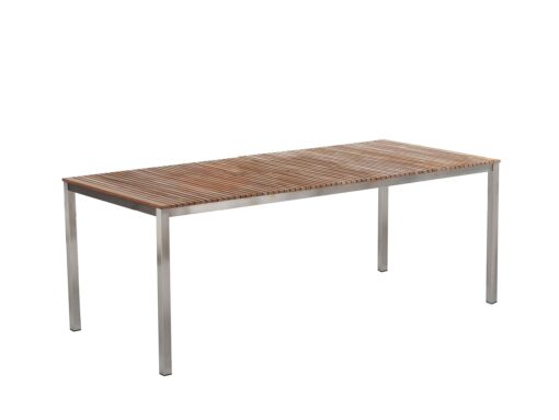 Table de jardin en acier inox et plateau teck 200 cm