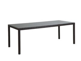 Table de jardin en rotin marron foncé 220 x 100 cm Table de jardin en rotin marron foncé 220 x 100 cm