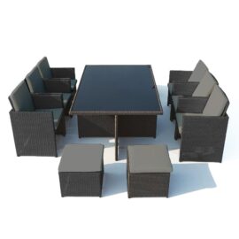 table-et-chaises-10-places-encastrables-en-resine-noir-gris