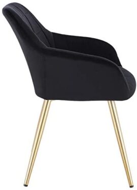 WOLTU Lot de 2 Chaises de Salle à Manger avec accoudoirs, Chaise de Salon Structure en métal et Assise en Velours,Noir BH232sz-2 WOLTU Lot de 2 Chaises de Salle à Manger avec accoudoirs, Chaise de Salon Structure en métal et Assise en Velours,Noir BH232sz-2 4