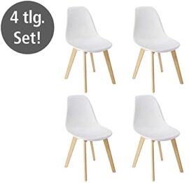 WENKO Chaise Scandinave Blanche Sala, Chaise Cuisine, Salle à Manger, Pieds en hêtre Massif, Lot de 4 WENKO Chaise Scandinave Blanche Sala, Chaise Cuisine, Salle à Manger, Pieds en hêtre Massif, Lot de 4 5