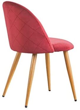 CLIPOP Lot de 2 chaises de salle à manger, revêtement en tissu velours, chaises de cuisine, accentuées rembourrées avec pieds en métal couleur bois pour cuisine, lounge, bureau CLIPOP Lot de 2 chaises de salle à manger, revêtement en tissu velours, chaises de cuisine, accentuées rembourrées avec pieds en métal couleur bois pour cuisine, lounge, bureau 3