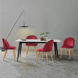 CLIPOP Lot de 2 chaises de salle à manger, revêtement en tissu velours, chaises de cuisine, accentuées rembourrées avec pieds en métal couleur bois pour cuisine, lounge, bureau CLIPOP Lot de 2 chaises de salle à manger, revêtement en tissu velours, chaises de cuisine, accentuées rembourrées avec pieds en métal couleur bois pour cuisine, lounge, bureau 9