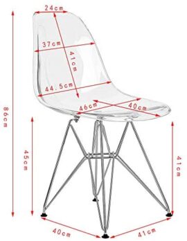 Lot de 2 Ghost Chaises en Polycarbonate + Acier pour Salle à Manger, Salon, Bureau, Restaurant et Jardin, 40 x 46 x 81 cm Lot de 2 Ghost Chaises en Polycarbonate + Acier pour Salle à Manger, Salon, Bureau, Restaurant et Jardin, 40 x 46 x 81 cm 2