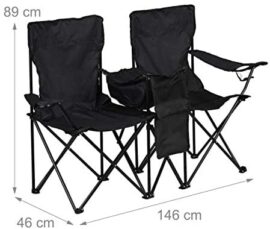 relaxdays Chaise de Camping Double, Fauteuil de Jardin 2, Pliable, Glacière, Rangement Porte-Boissons, Noir relaxdays Chaise de Camping Double, Fauteuil de Jardin 2, Pliable, Glacière, Rangement Porte-Boissons, Noir 4