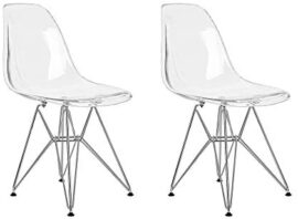 Lot de 2 Ghost Chaises en Polycarbonate + Acier pour Salle à Manger, Salon, Bureau, Restaurant et Jardin, 40 x 46 x 81 cm Lot de 2 Ghost Chaises en Polycarbonate + Acier pour Salle à Manger, Salon, Bureau, Restaurant et Jardin, 40 x 46 x 81 cm 6