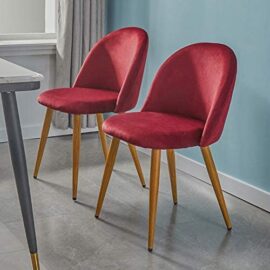 CLIPOP Lot de 2 chaises de salle à manger, revêtement en tissu velours, chaises de cuisine, accentuées rembourrées avec pieds en métal couleur bois pour cuisine, lounge, bureau CLIPOP Lot de 2 chaises de salle à manger, revêtement en tissu velours, chaises de cuisine, accentuées rembourrées avec pieds en métal couleur bois pour cuisine, lounge, bureau 2