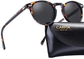 Carfia Retro Lunette de Soleil Homme Polarisée UV400 Protection pour la Conduite en Voyage