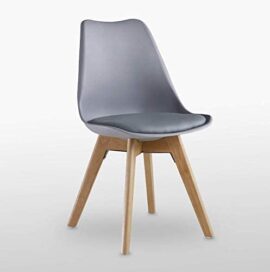 Chaise Scandinave Lorenzo - Assise Rembourrée - Salle à Manger, Cuisine, Chambre (Gris, 1)