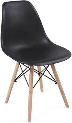 Lot de 2 chaises modernes de salle à manger, cuisine, salon, style scandinave, différentes couleurs, pieds en bois de hêtre, dossier ergonomique (noir)