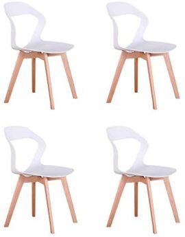 Naturelifestore Lot de 4 chaises modernes pour salle à manger, salle à manger, salon, couleur blanche.