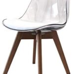 ZONS Lot DE 2 Alba Chaise en PP Transparent Aux Pieds en Bois Style SCANDINAVE,