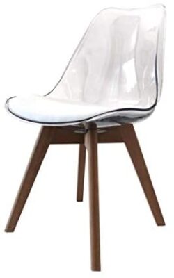 ZONS Lot DE 2 Alba Chaise en PP Transparent Aux Pieds en Bois Style SCANDINAVE,