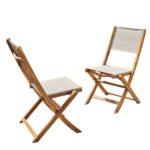 2 chaises pliantes en bois d’acacia et textilène 2 chaises pliantes en bois d’acacia et textilène