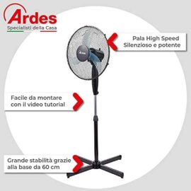 Ardes Penny AR5AM40P Ventilateur sur pied Hauteur réglable 3 pales 40 cm avec oscillation, large base 60 cm et 3 vitesses Ardes Penny AR5AM40P Ventilateur sur pied Hauteur réglable 3 pales 40 cm avec oscillation, large base 60 cm et 3 vitesses 6