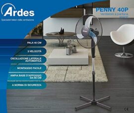 Ardes Penny AR5AM40P Ventilateur sur pied Hauteur réglable 3 pales 40 cm avec oscillation, large base 60 cm et 3 vitesses Ardes Penny AR5AM40P Ventilateur sur pied Hauteur réglable 3 pales 40 cm avec oscillation, large base 60 cm et 3 vitesses 3