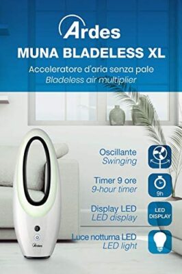 Ardes AR5BL2 MUNA BLADELESS XL Ventilateur sans pales multiplicateur d’air oscillant avec télécommande, veilleuse LED, minuteur, tactile Ardes AR5BL2 MUNA BLADELESS XL Ventilateur sans pales multiplicateur d’air oscillant avec télécommande, veilleuse LED, minuteur, tactile 3