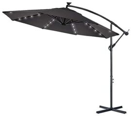 LARS360 Parasol de Jardin Parasol Déporté en Acier et Polyester pour Balcon Exterieur, avec Base, Manivelle, Inclinable et Réglable en Hauteur, Ø300 cm Protection UV40+ Imperméable